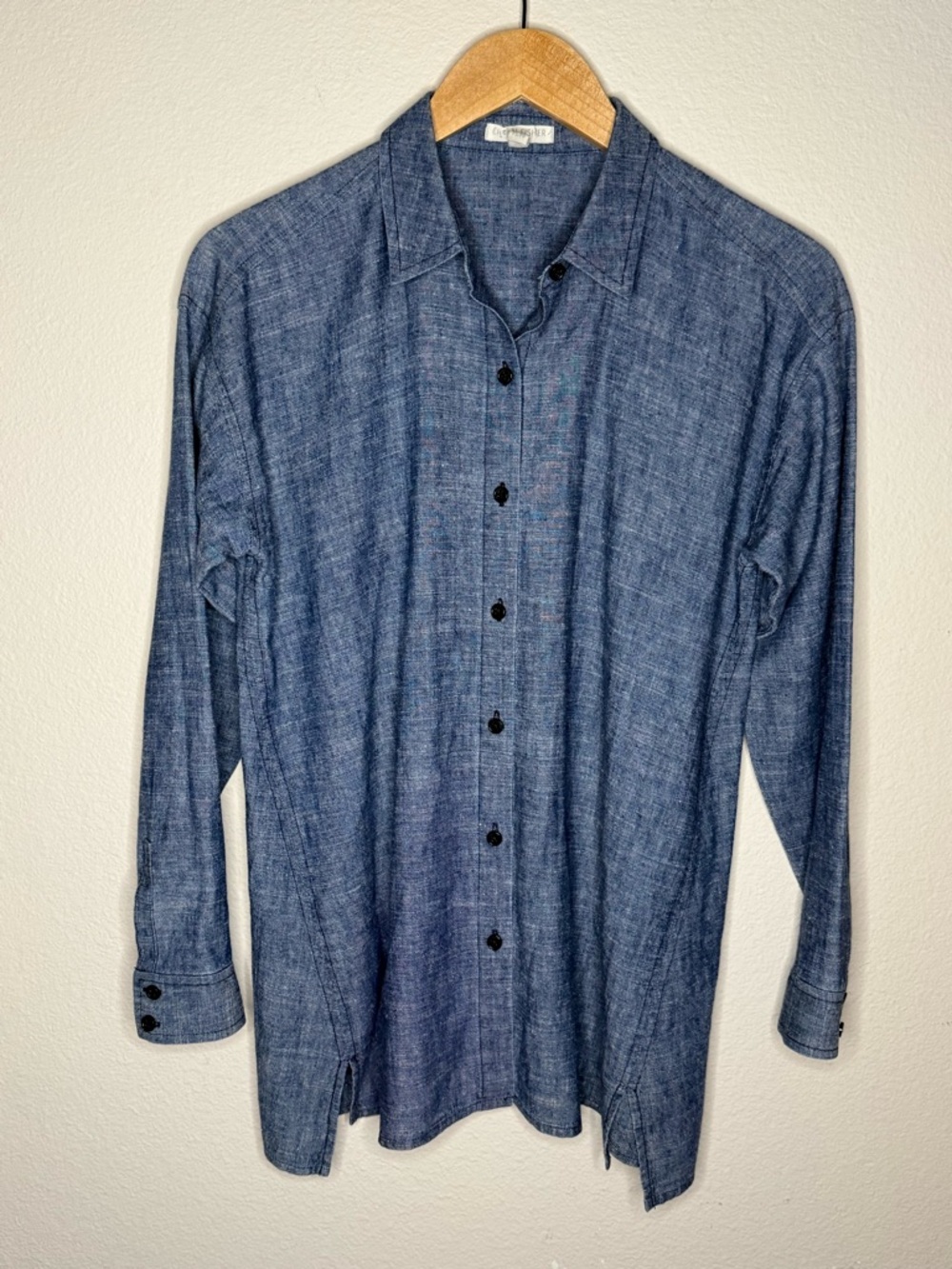 Eileen Fisher Button Down Shirt Hemp Organic Cotton Blue Women’s Petite Small